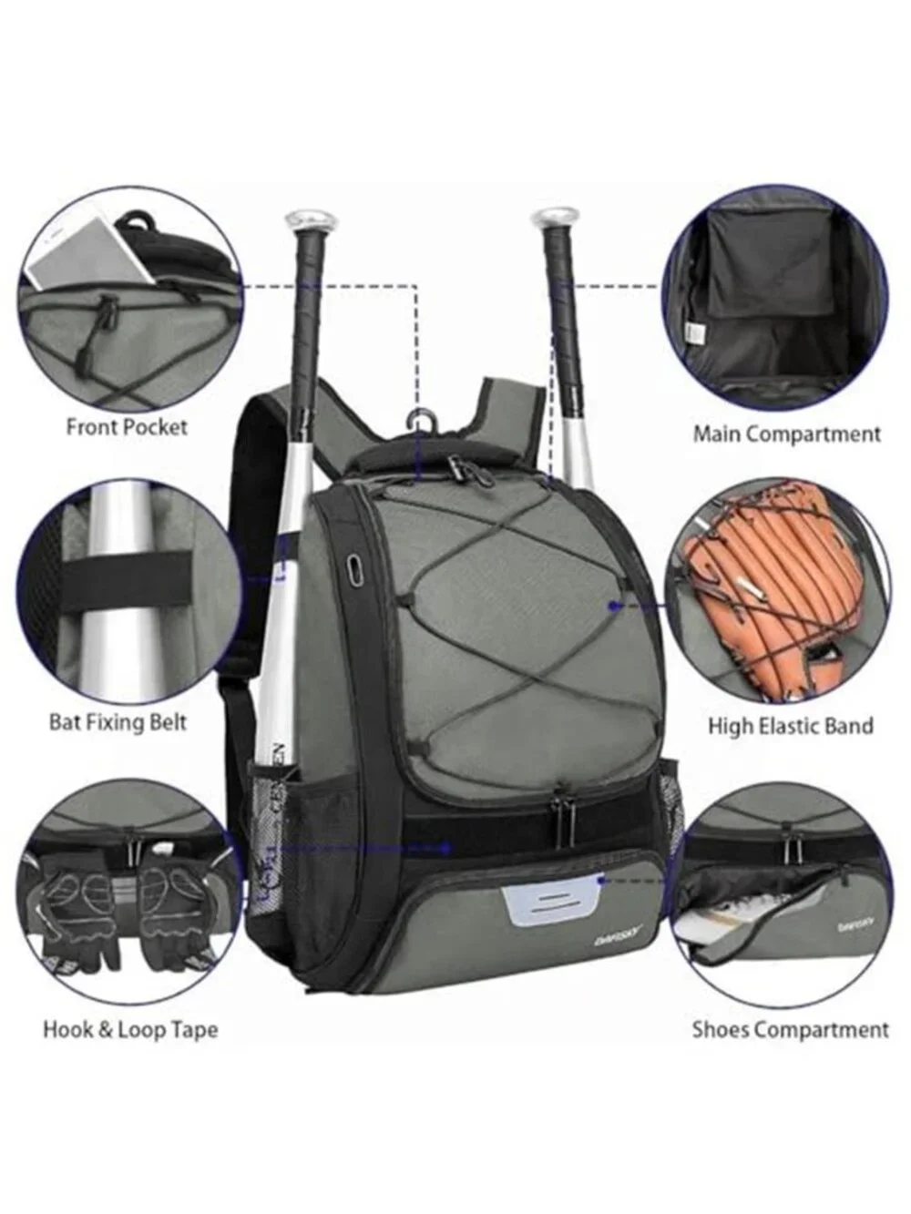 Baseball Bag Softball Backpack - Youth Adult T Ball Bat Equipment Bag